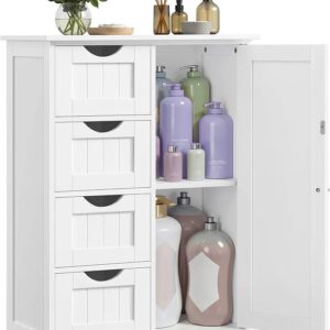VASAGLE Armario de Baño, 35 x 65 x 90 cm, Blanco Nube LHC042W01