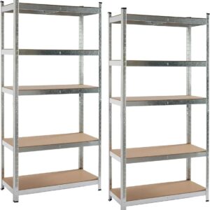 GALVA - Pack de 2 Estanterías Metálicas, Plata, 180x90x40cm