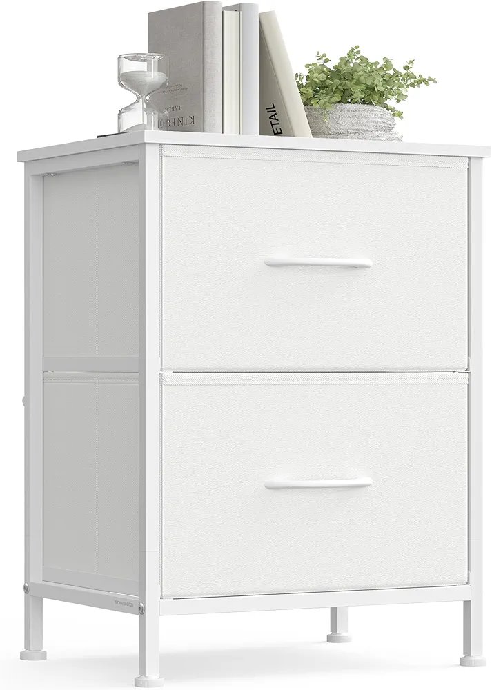 SONGMICS Cómoda, con 2 Cajones para Dormitorio, LGS312WH01