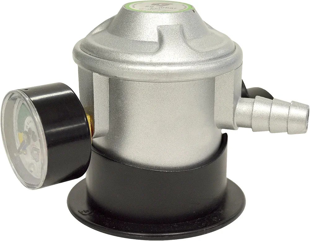 S&M 322020 – Regulador de gas butano con llave de apertura/cierre y manómetro