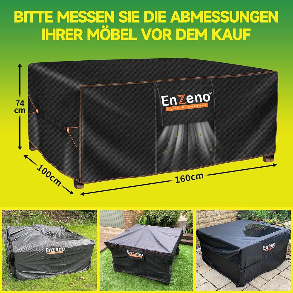 Enzeno Funda Mesa Exterior Impermeable, 165x105x70cm. - Imagen 2