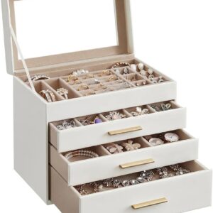 SONGMICS JBC161W01 CAJA DE JOYAS, BLANCO
