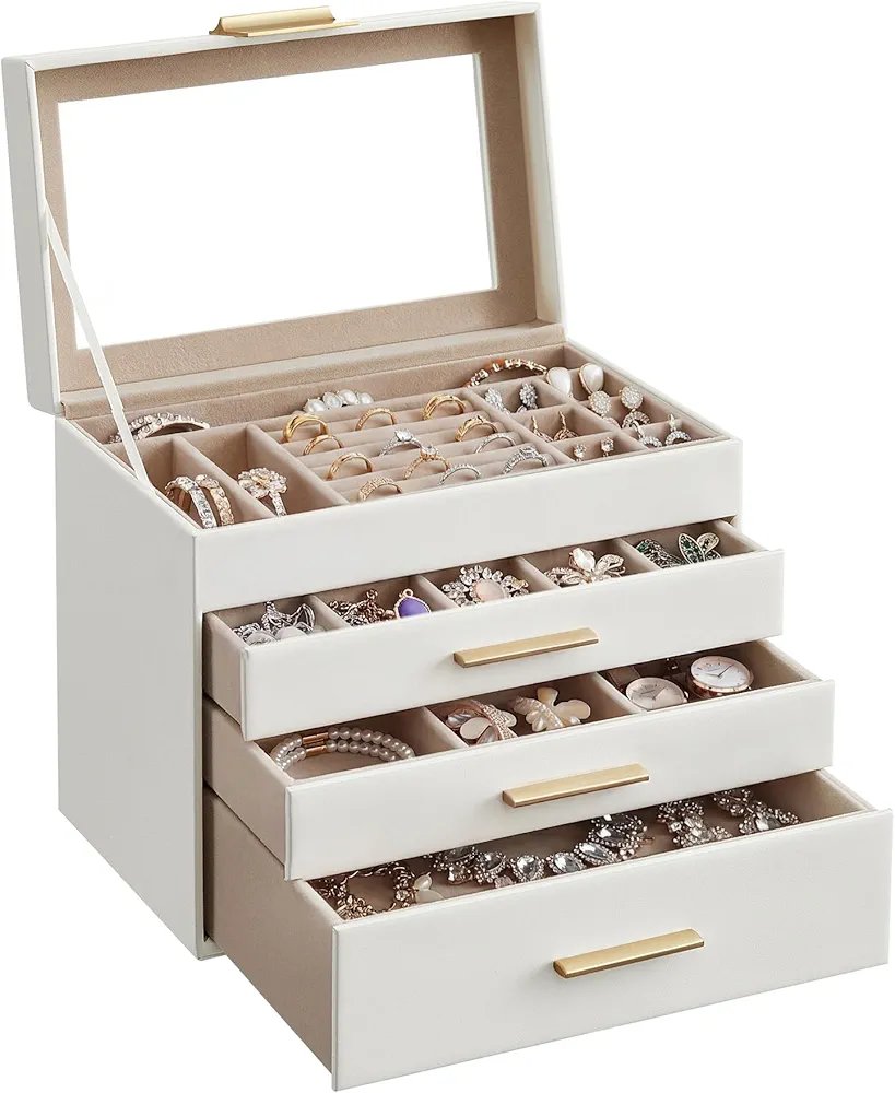 SONGMICS JBC161W01 CAJA DE JOYAS, BLANCO