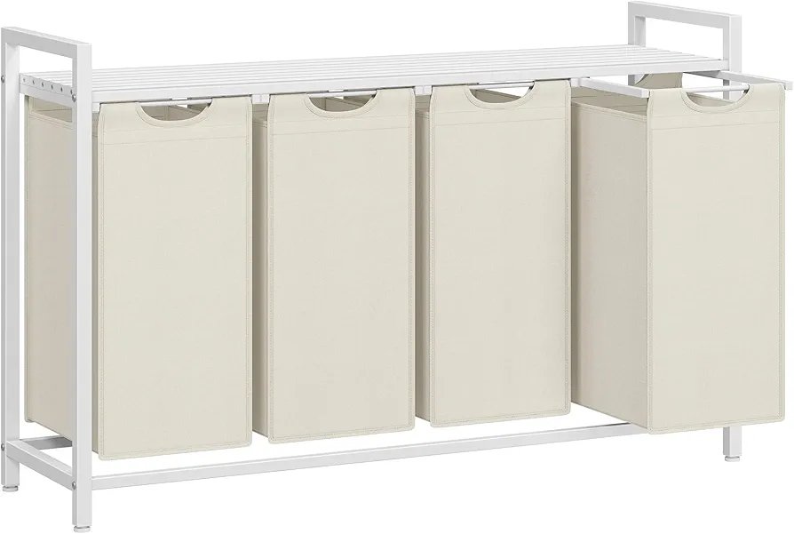 VASAGLE BLH401W01 Cesto para Ropa Sucia, Blanco Crema