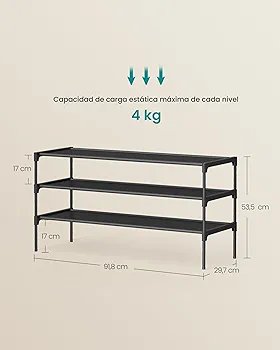 SONGMICS Zapatero de 3 Niveles, Estantería de Zapatos - Imagen 2