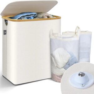VOUNOT® Cesto Ropa Sucia 145L con Ruedas, Beige