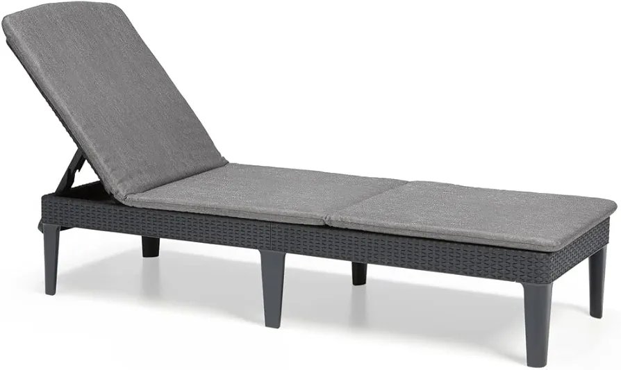 Keter Jaipur-Tumbona de Jardín Plegable, Color Gris