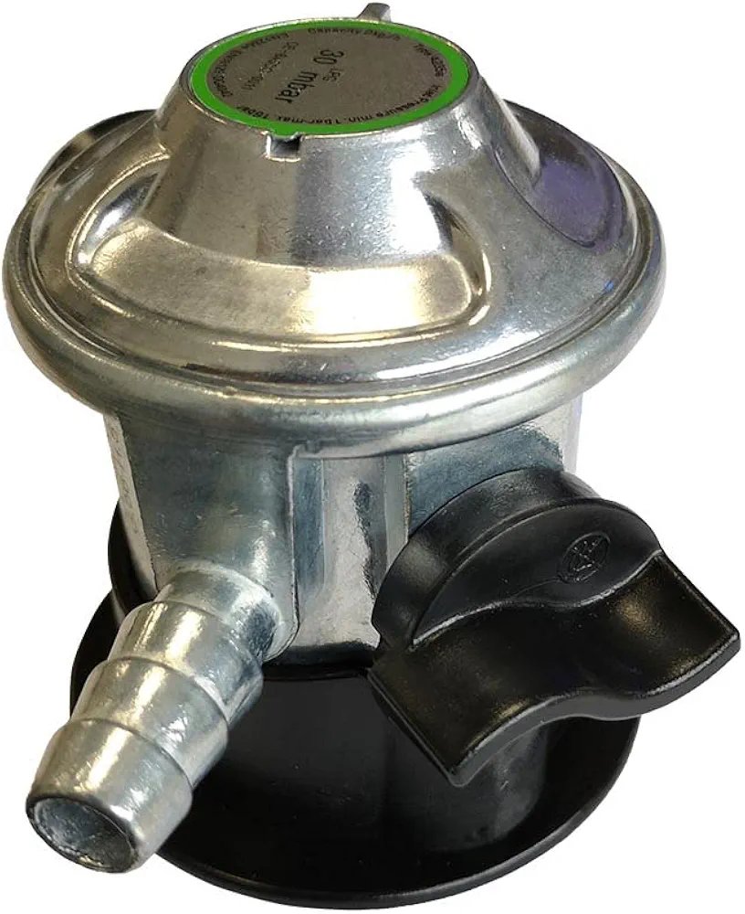 S&M 322020 – Regulador de gas butano con llave de apertura/cierre y manómetro