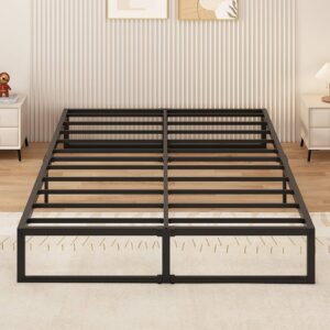 Yicensen Cama Doble de Metal 140x190 cm, Negro