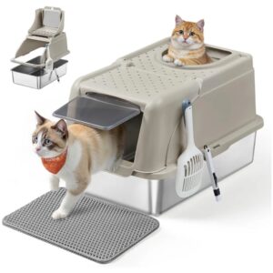Feandrea PPT005K01 Caja de Arena de Acero Inoxidable para Gatos