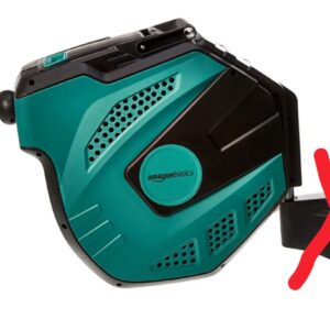 Amazon Basics Enrollador automático de manguera para pared, Negro Verde, 15 m.