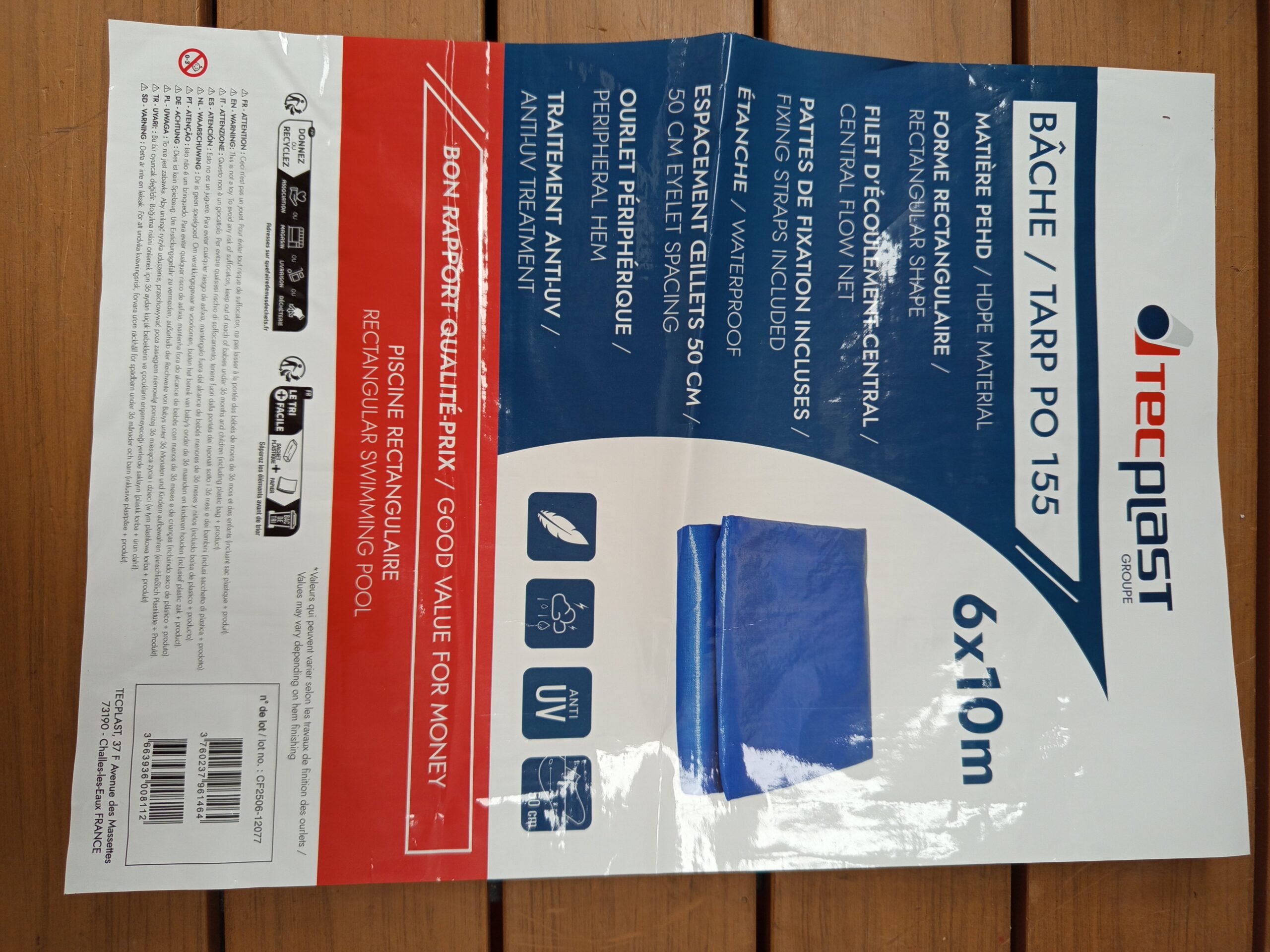 TECPLAST PO155RG - Lona rectangular para piscina (6 x 10 m), - Imagen 2