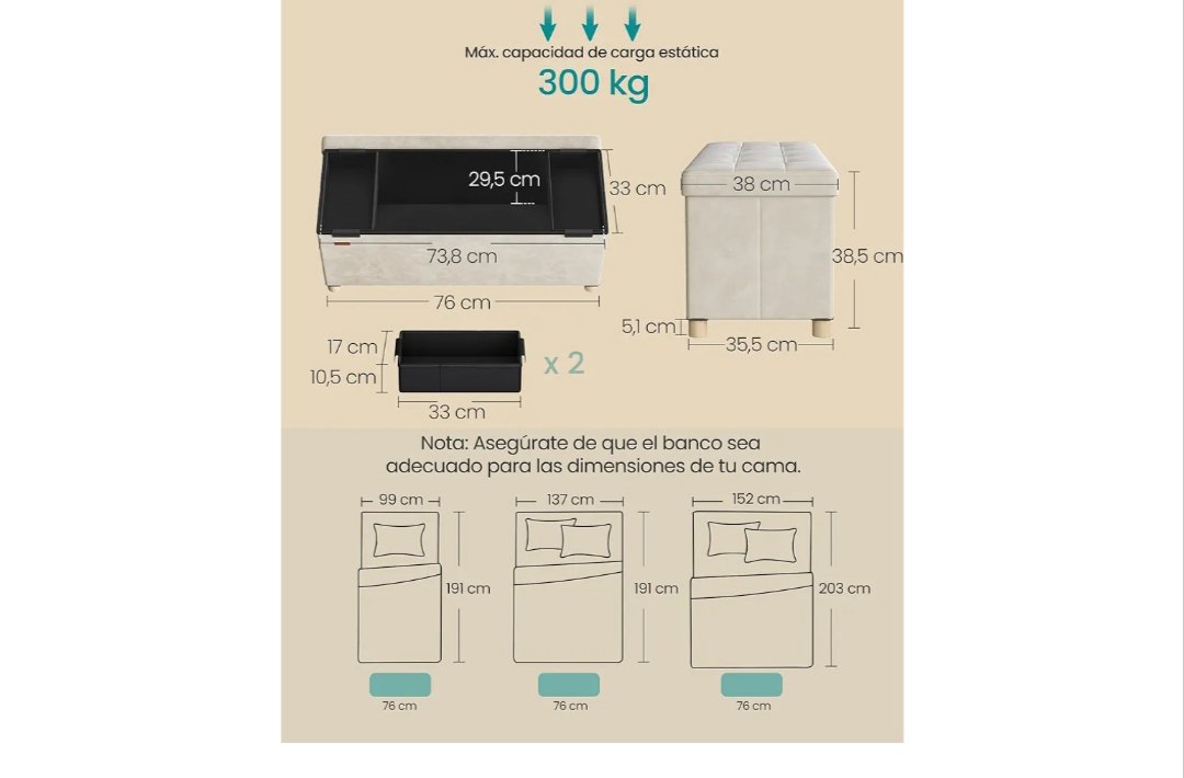 SONGMICS Puff Almacenaje LSF0517W02 - Imagen 2