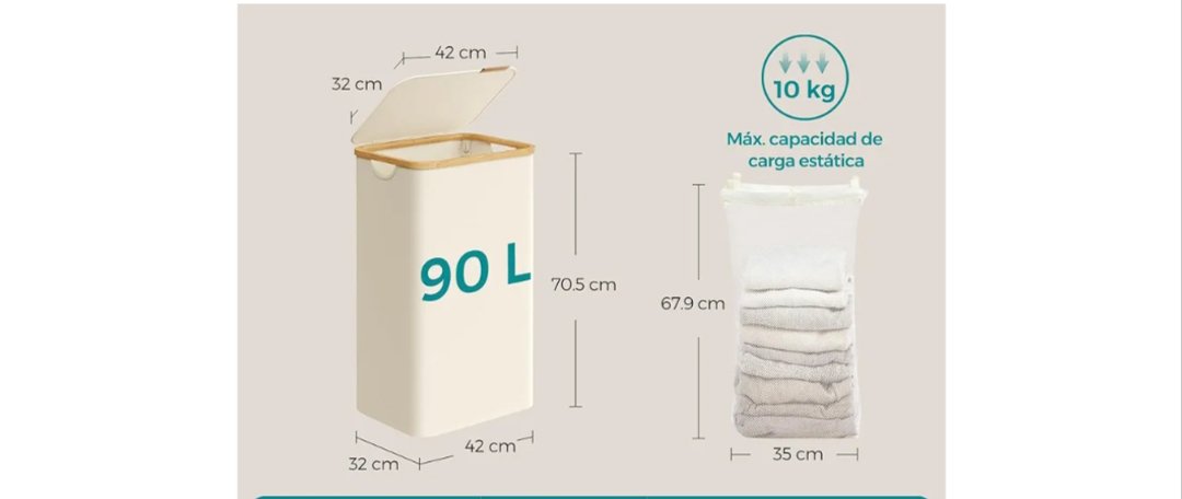 SONGMICS Cesto de Ropa Sucia LCB509W01 - Imagen 2