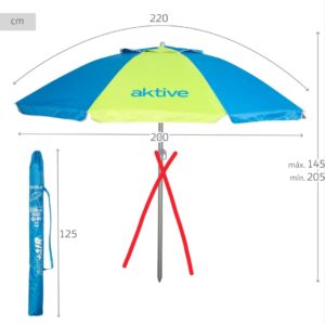 AKTIVE Sombrilla playa 220 cm