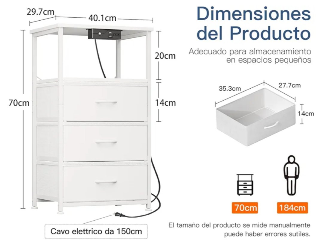 Coleshome Mesitas de Noche Blanco - Imagen 2