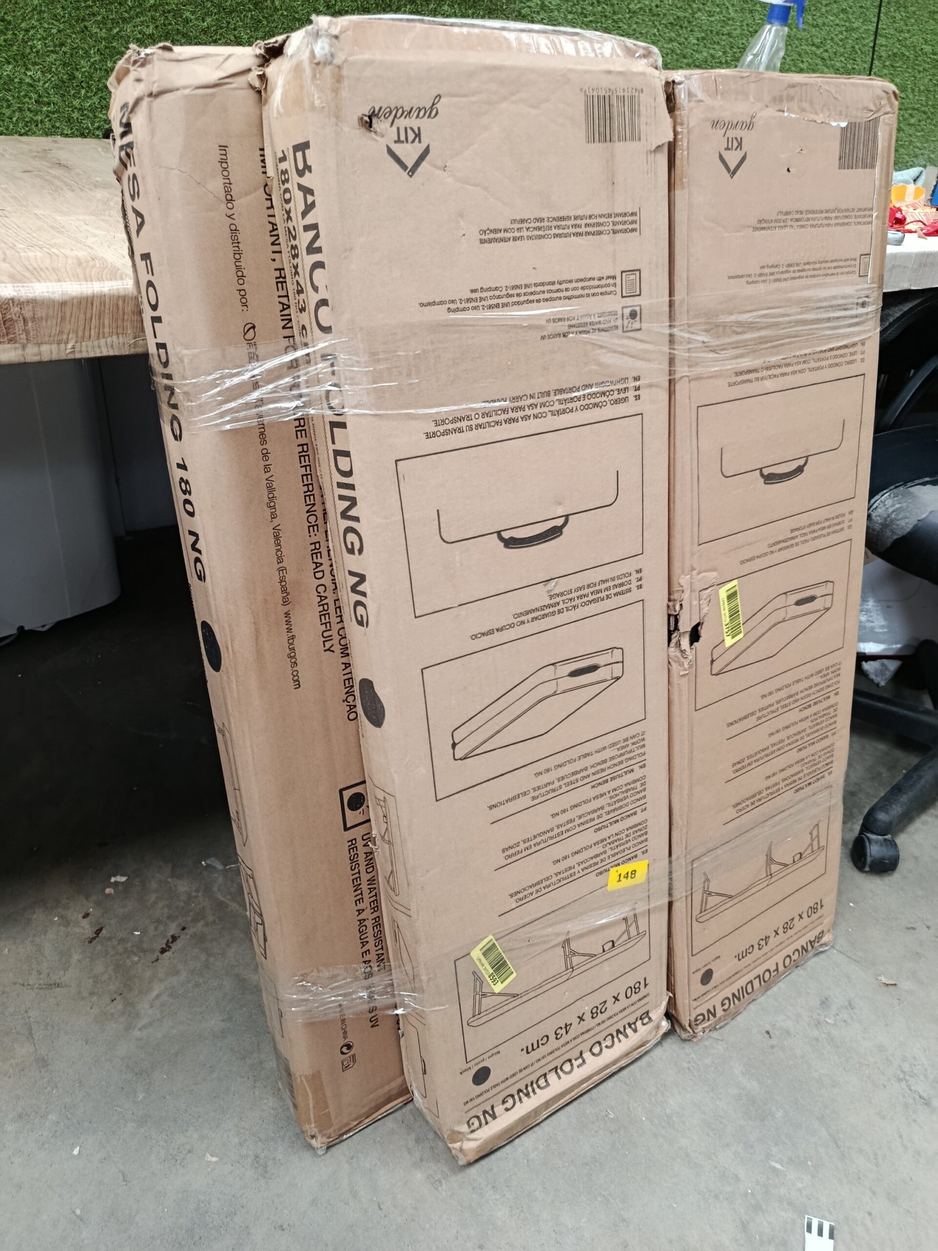 Pack 1 Mesas plegable con 2 bancos solid 180cm portátiles - Imagen 5