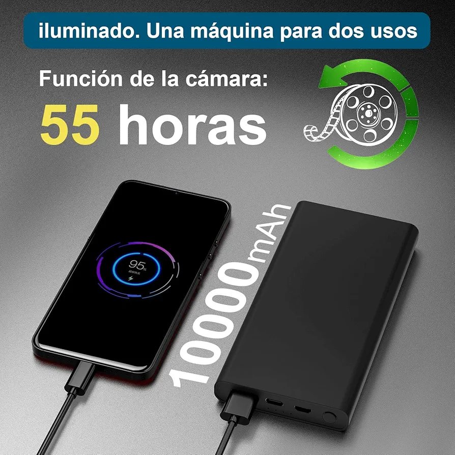 Mini Cámara Espía Oculta En Batería Portatil 10000mAh, - Imagen 3