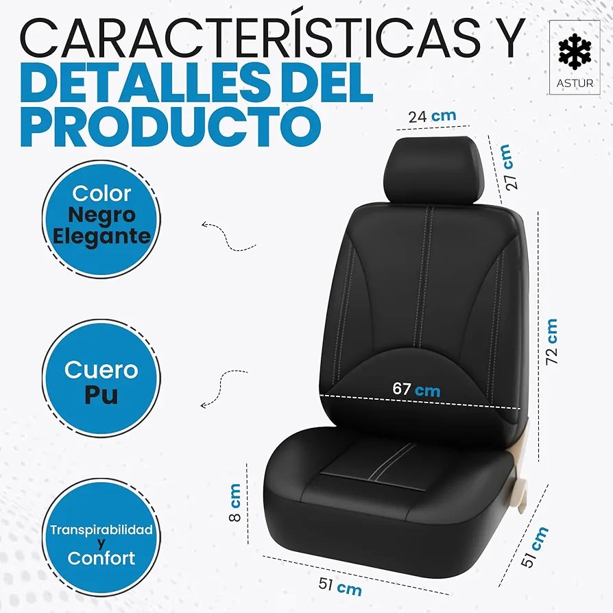 Astur Fundas Asientos Coche universales – Compatible con airbag - Imagen 2