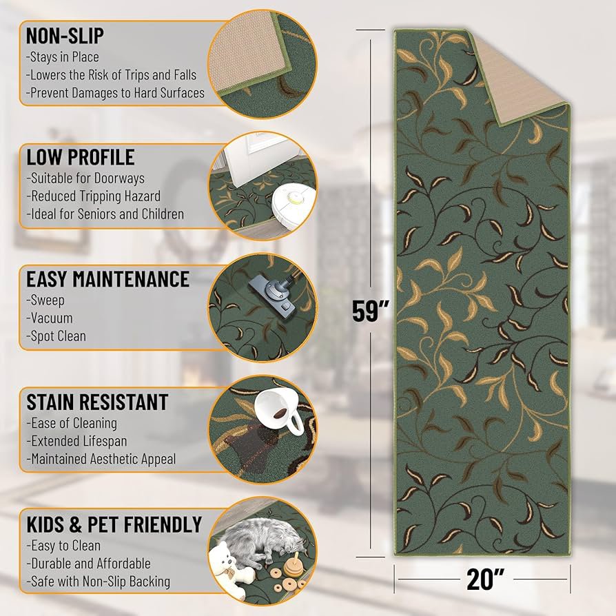 Ottomanson Ottohome - Alfombra rectangular, 50 x 150 cm, color marrón
pack de 2 unidades - Imagen 2