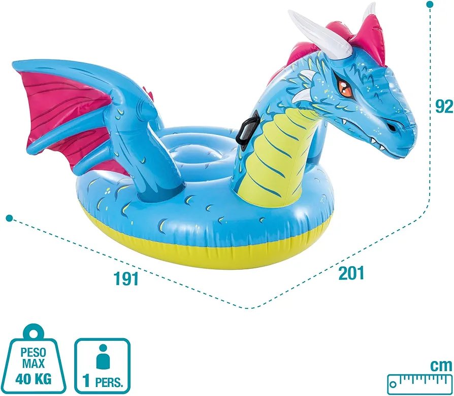 Intex Intex-57563NP Ride on Dragon 201x191 cm 3 años, Multicolor - Imagen 2