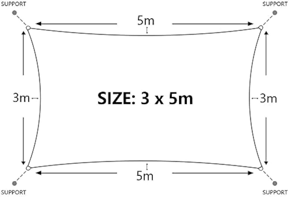 Dripex Toldo Vela Rectangular 3x5 m, Color Gris - Imagen 2