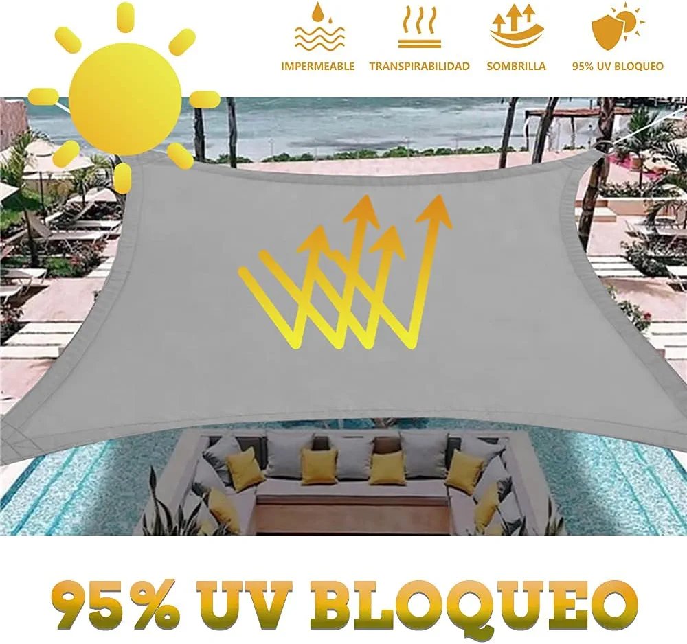Dripex Toldo Vela Rectangular 3x5 m, Color Gris
