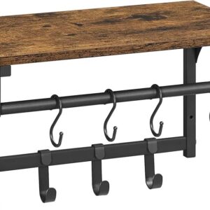 VASAGLE LCR103B01 Perchero de pared, marrón rústico y negro