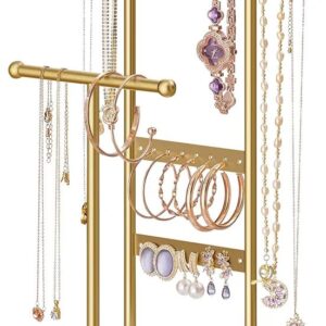 SONGMICS JJS003A01 Soporte de Joyas, Dorado y Blanco