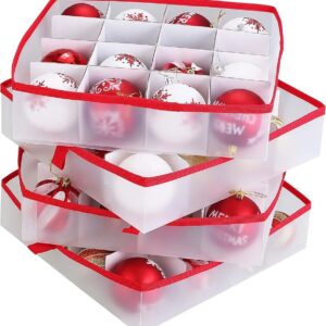 Caja de almacenamiento de adornos de plástico, 4 bandejas