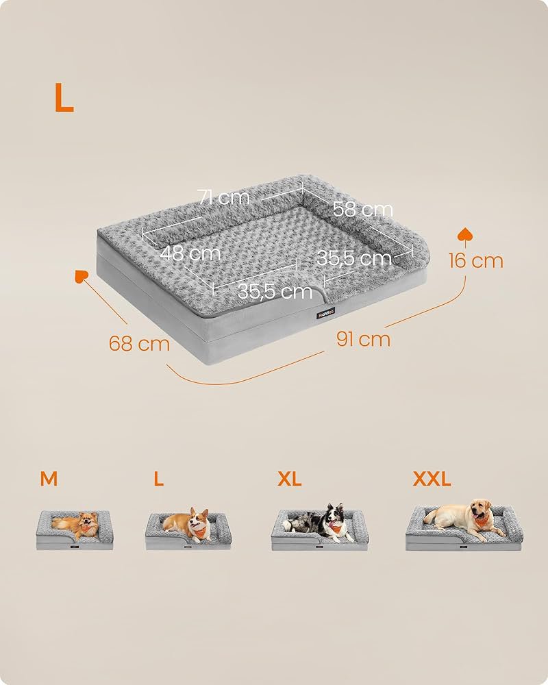 Feandrea PGW252G01 Cama Perro Mediano, Gris Paloma - Imagen 2