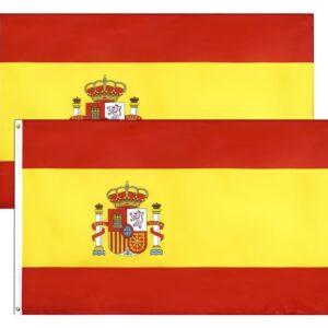 2 Piezas 90 x 150 cm Bandera de España Grande con Anillos Duraderos.