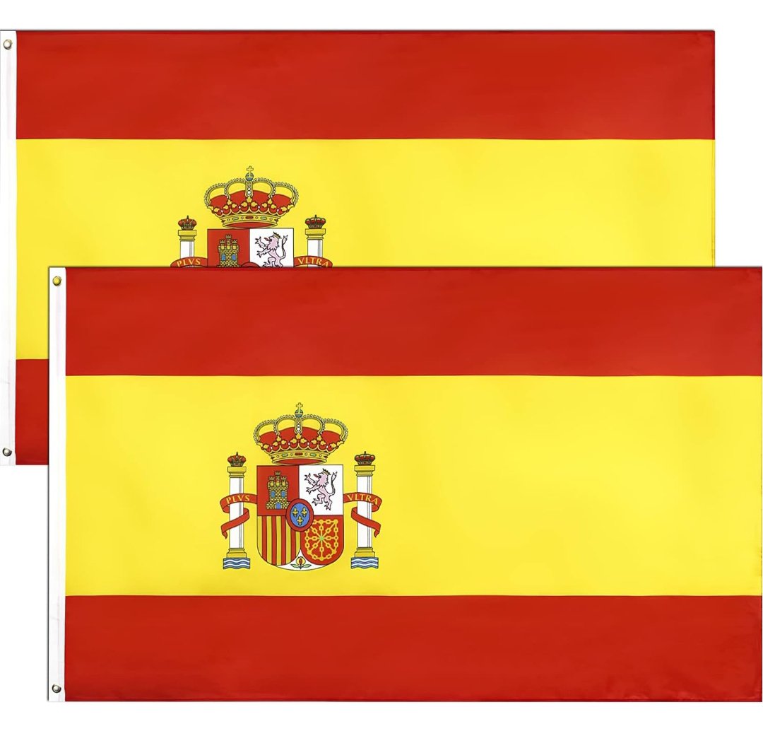 2 Piezas 90 x 150 cm Bandera de España Grande con Anillos Duraderos.