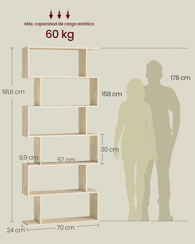 ESTANTERIA 6 NIVELES EN FORMA DE S - Imagen 2
