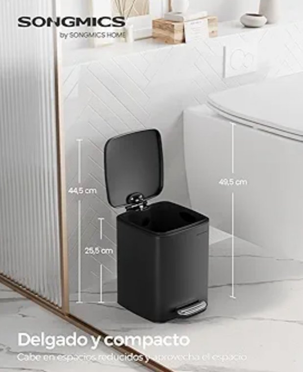 SONGMICS LTB590B0602 Cubo de Basura de Baño, 6 L - Imagen 2