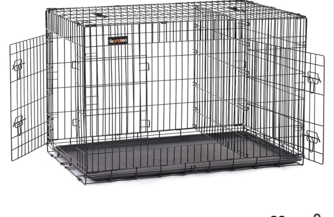 Feandrea PPD48BK Jaula para Perros Plegable con 2 Puertas.