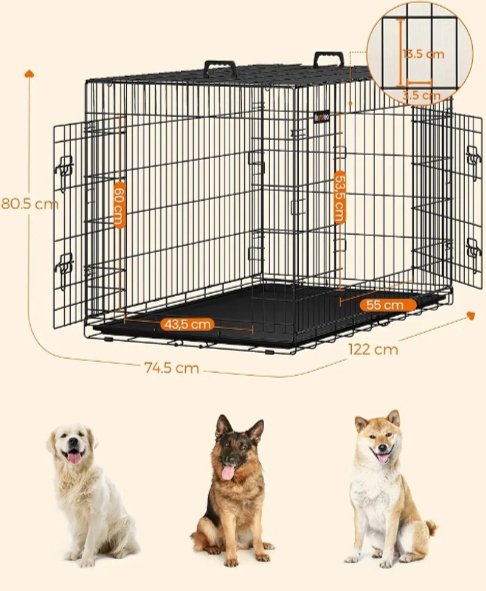 Feandrea PPD48BK Jaula para Perros Plegable con 2 Puertas. - Imagen 2