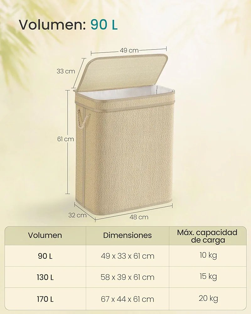 Cesto de Ropa Sucia - LCB067Y01 - SONGMICS - Imagen 2
