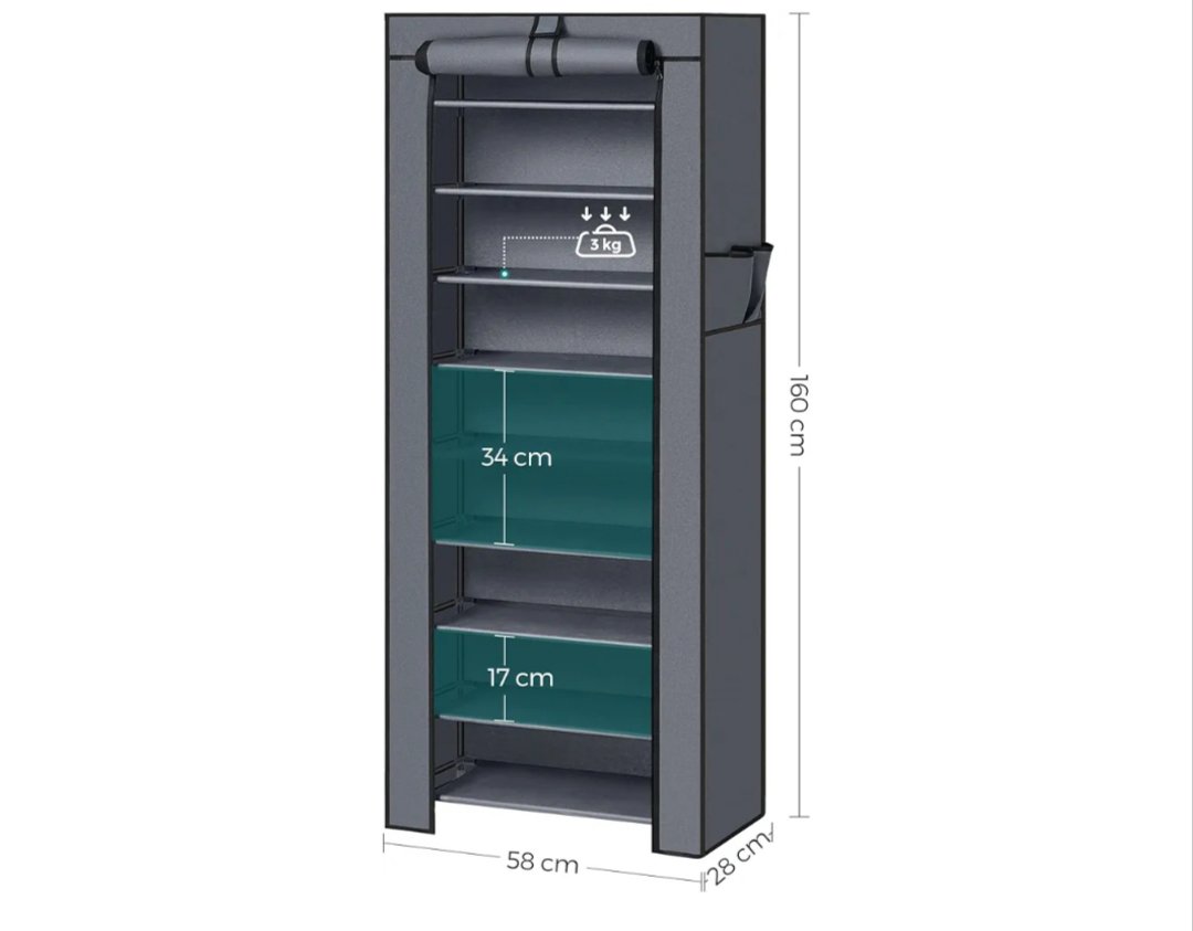 SONGMICS Zapatero, 10 Niveles RXJ10G - Imagen 2