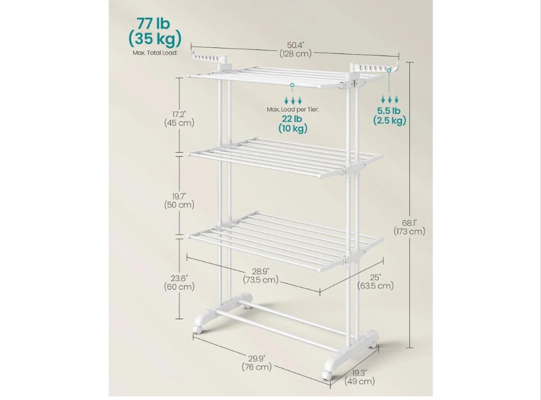 SONGMICS Soporte de secado de ropa LLR701W03 - Imagen 2