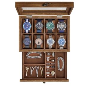 SONGMICS Caja de Relojes con 8 Ranuras JOW008K01