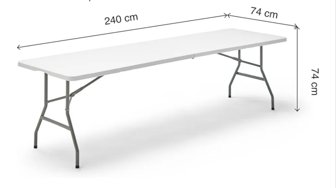 KG KITGARDEN - Mesa Plegable Portátil Multifuncional, 240x74x74cm - Imagen 2