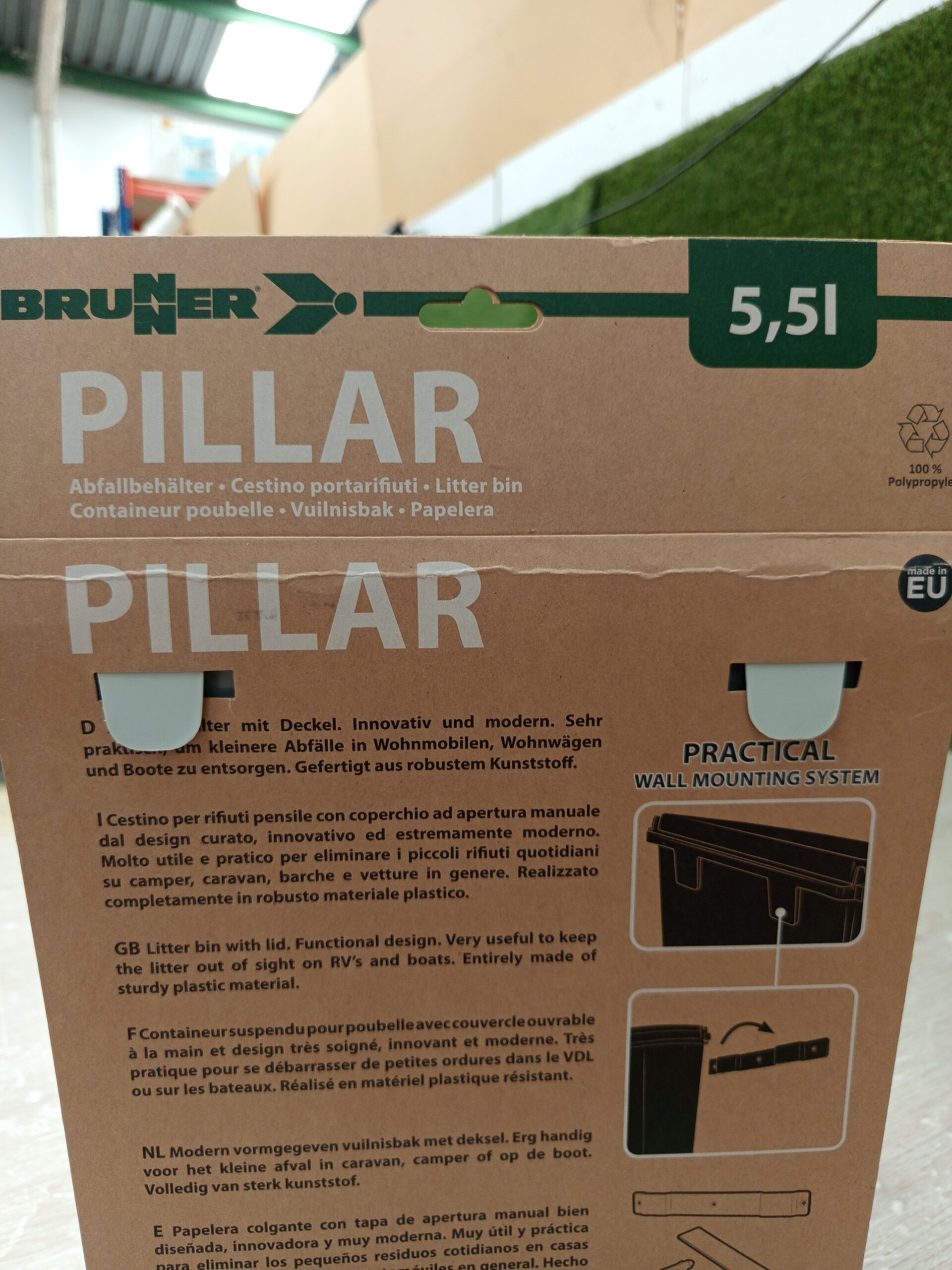 Brunner Pillar Abfalleimer + Halterung Müll Cubo de Basura - Imagen 2