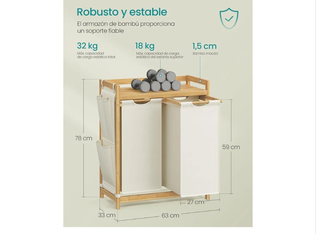 SONGMICS Cesto para Ropa Sucia RLH100W01 - Imagen 2