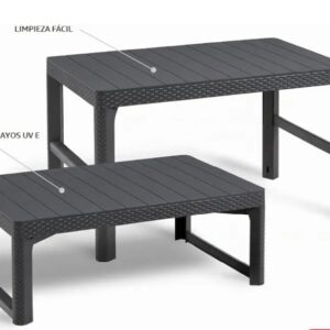 Allibert Mesa de Jardín Grafito Mesita Mesilla Mueble.