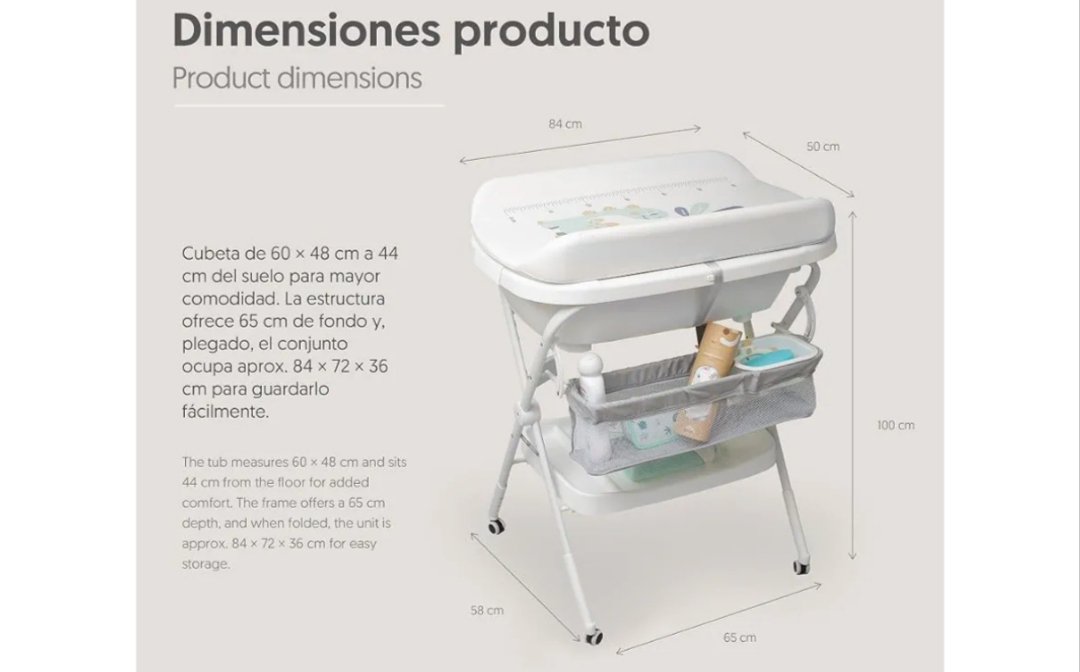 Interbaby Bañera Cambiador Bebé Plegable - Imagen 2