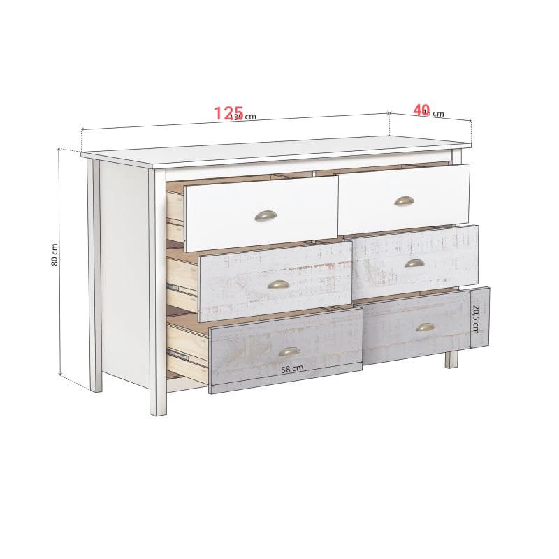 COMODA 6 CAJONES GRIS - Imagen 2
