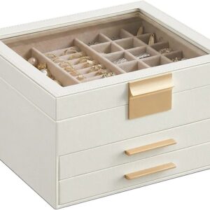 CAJA DE JOYAS 3 COMPARTIMENTOS BLANC