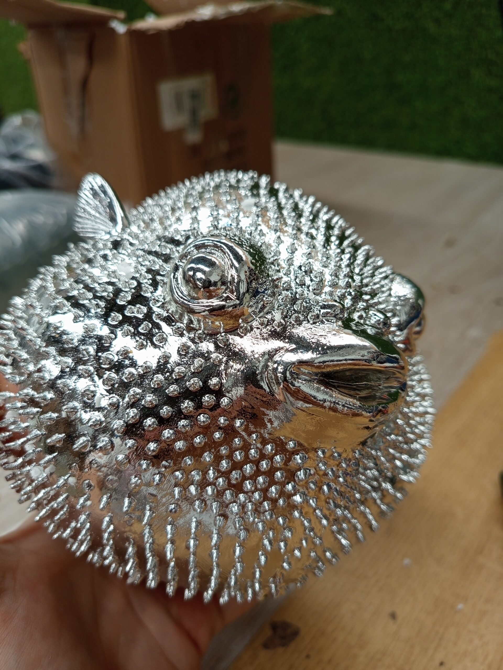 Kare Design Figura Decorativa, Blowfish, Plata - Imagen 5