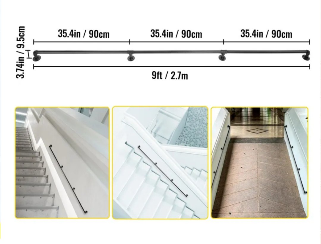 VEVOR Pasamanos Escalera 180 cm Pasamanos - Imagen 2
